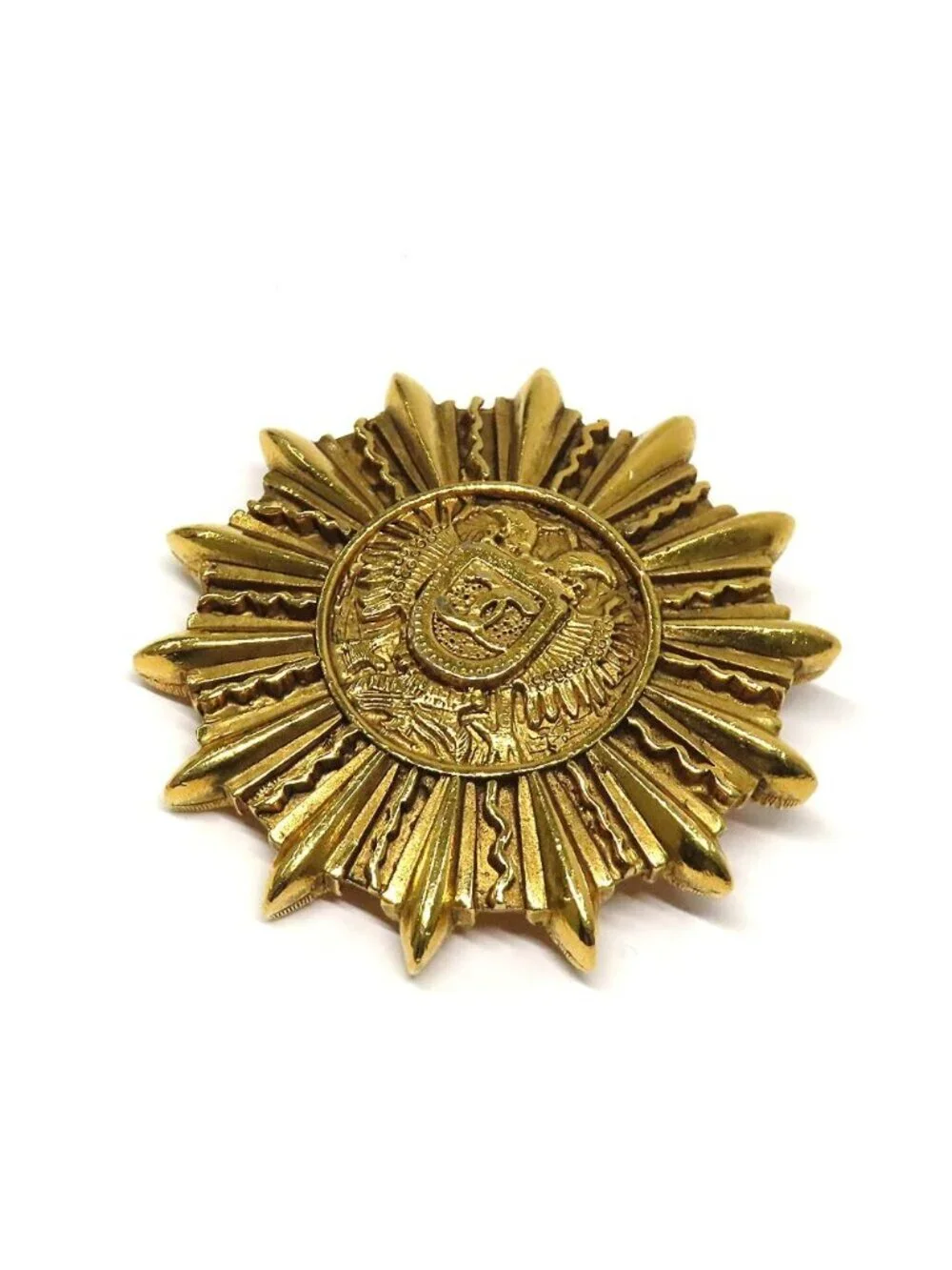 Chanel CC Logo Brooch Vintage Gold